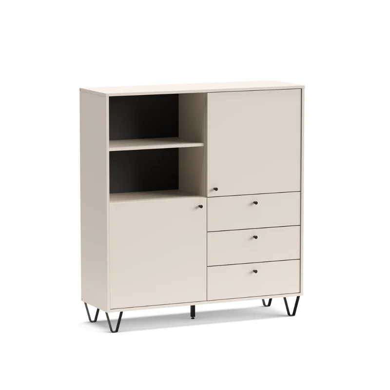 Credenza con ante cassetti e vano a giorno colore cachemire 123,6x135H cm - Aldix