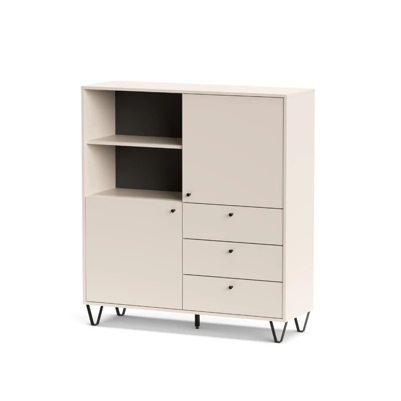 Credenza con ante cassetti e vano a giorno colore cachemire 123,6x135H cm - Aldix