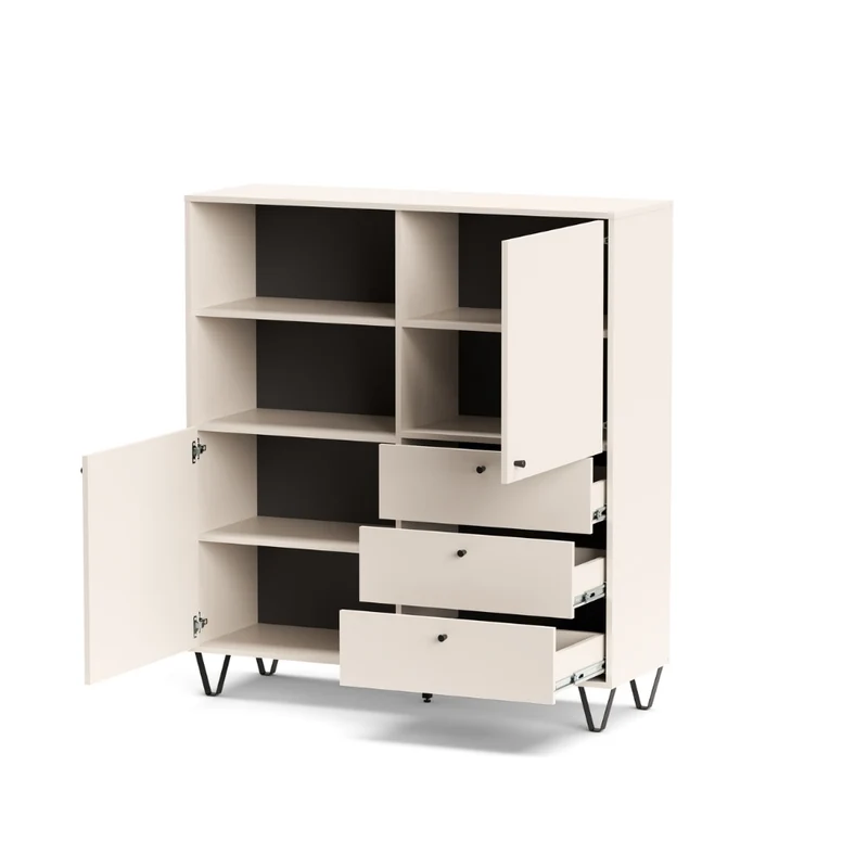 Credenza con ante cassetti e vano a giorno colore cachemire 123,6x135H cm - Aldix