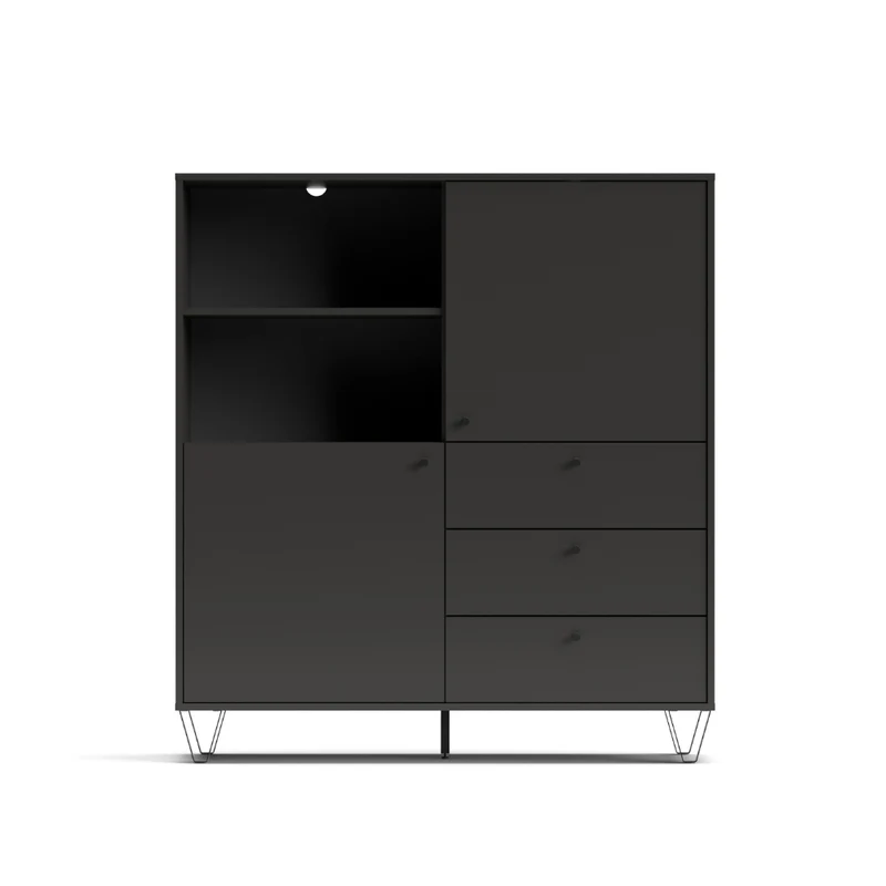 Credenza con ante cassetti e vano a giorno colore antracite 123,6x135H cm - Aldix