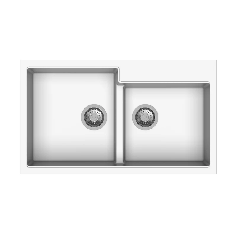 Lavello cucina con 2 vasche colore bianco 86x50 cm - TipToe