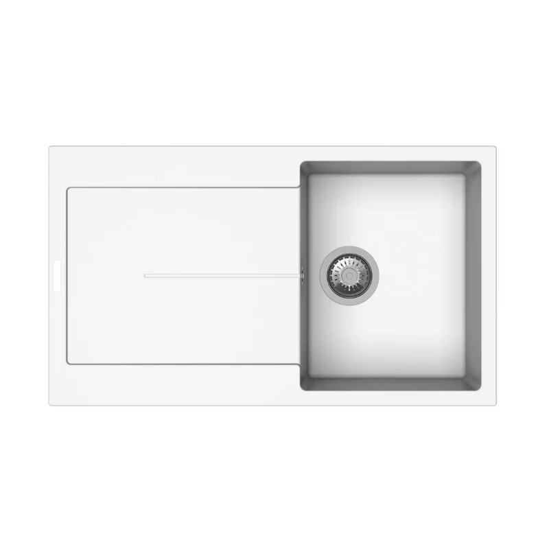 Lavello cucina con vasca e gocciolatoio colore bianco 86x50 cm - Enigma