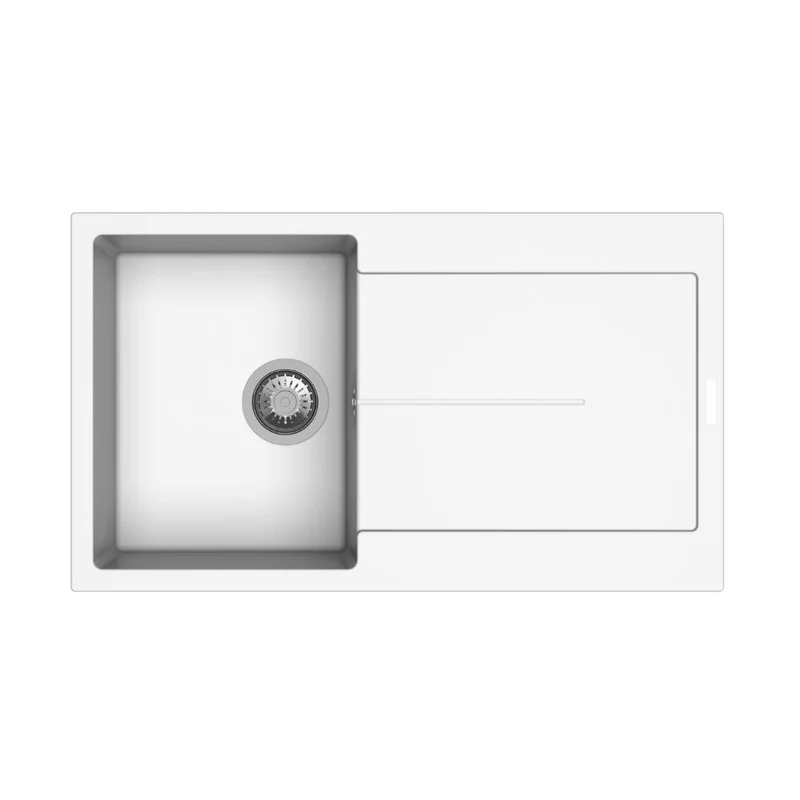 Lavello cucina con vasca e gocciolatoio colore bianco 86x50 cm - Enigma