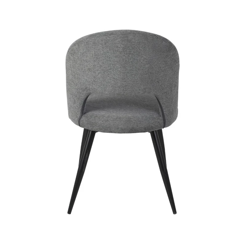 Set 2 Sedia imbottita rivestimento tessuto grigio e gambe nere - Lunetta