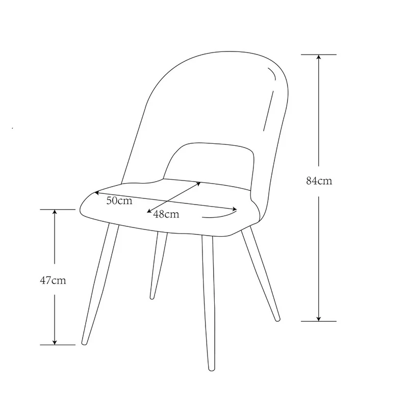 Set 2 Sedia imbottita rivestimento tessuto grigio e gambe nere - Lunetta