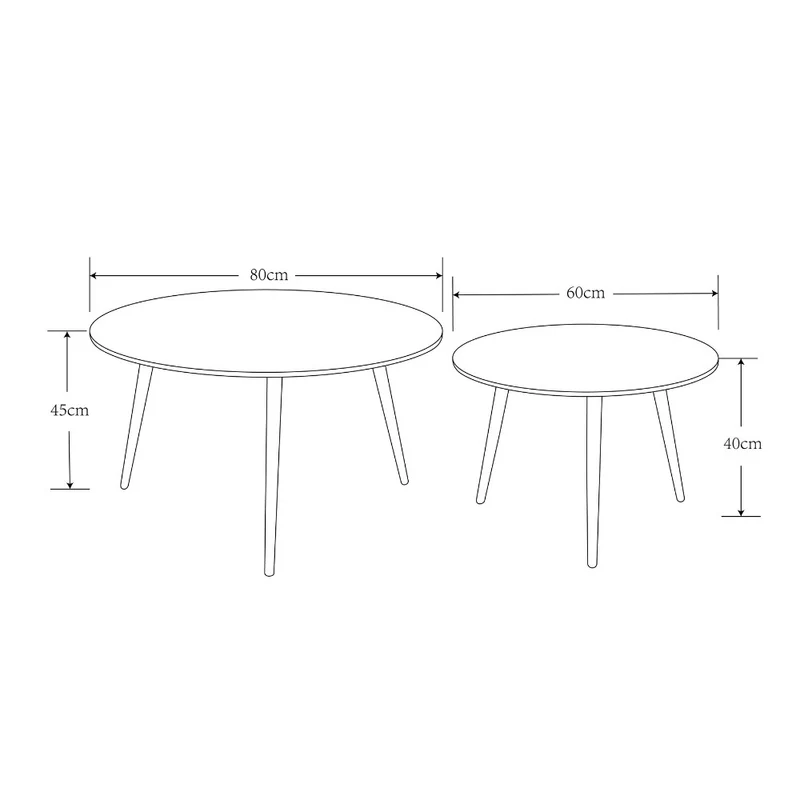 Set tavolini da salotto con piano ceramica effetto marmo bianco lucido e gambe nere - BICOLOR