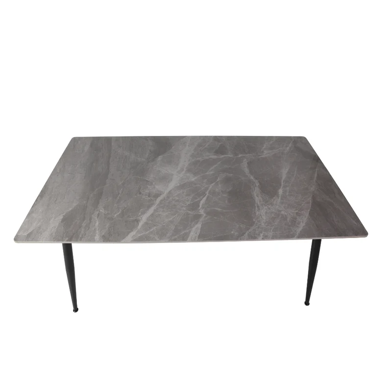 Tavolo con piano in ceramica effetto marmo grigio lucido 160x90 cm - Mila