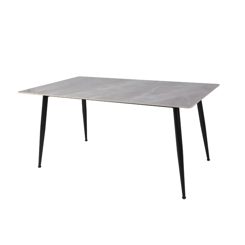 Tavolo con piano in ceramica effetto marmo grigio lucido 160x90 cm - Mila
