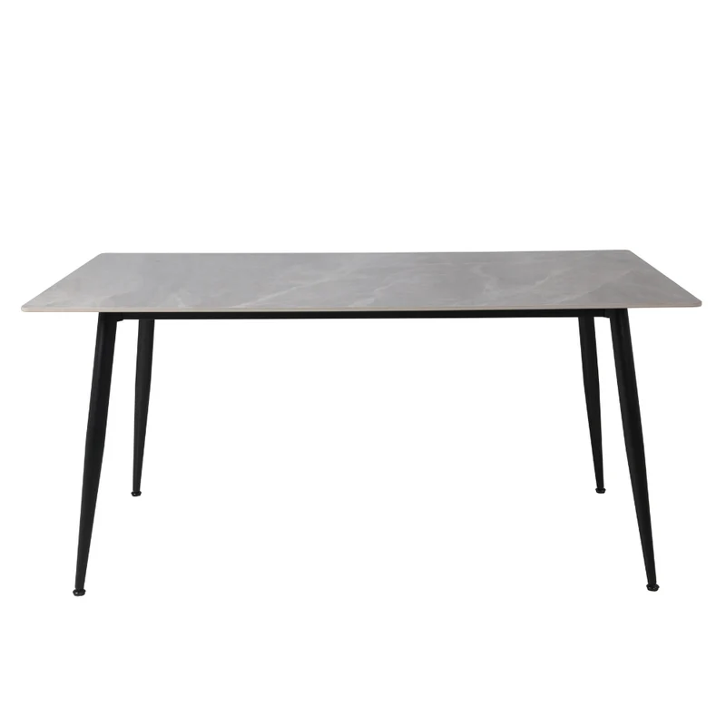Tavolo con piano in ceramica effetto marmo grigio lucido 160x90 cm - Mila