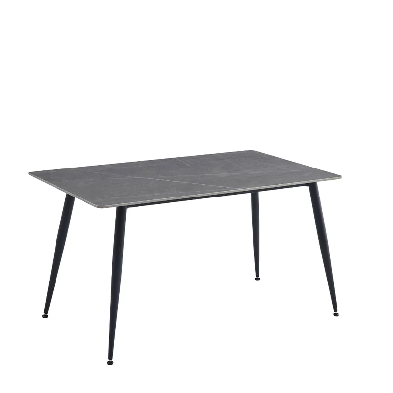 Tavolo con piano in ceramica effetto marmo grigio opaco 140x80 cm - Mila