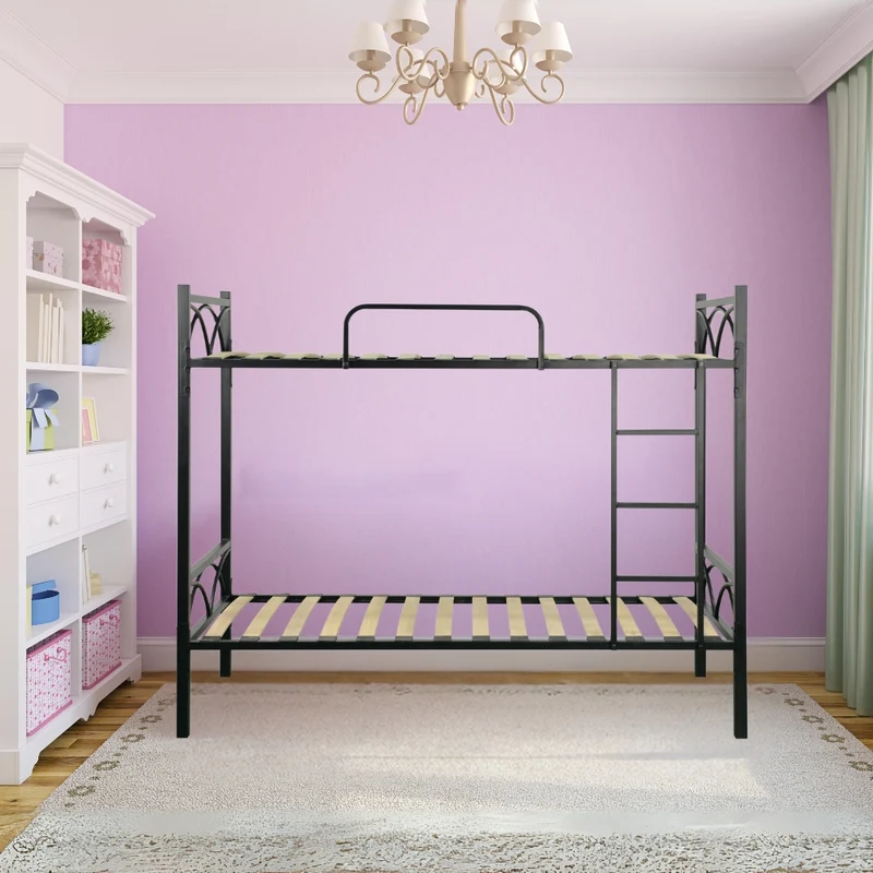Letto a castello con reti incluse in metallo colore nero - Wind