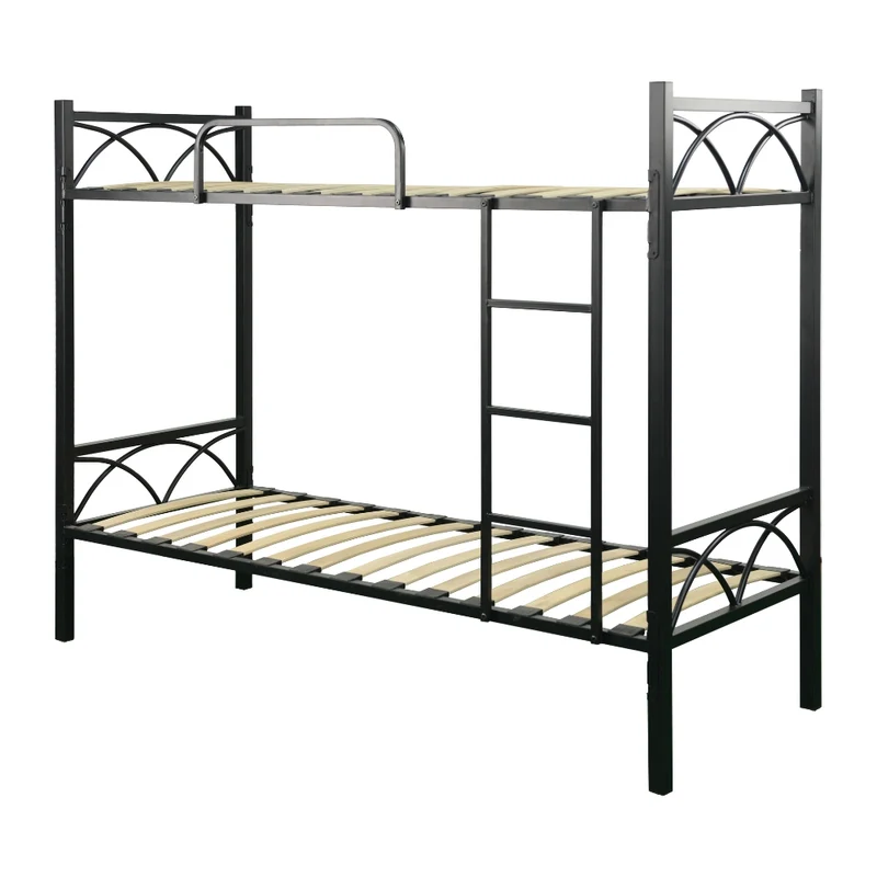 Letto a castello con reti incluse in metallo colore nero - Wind