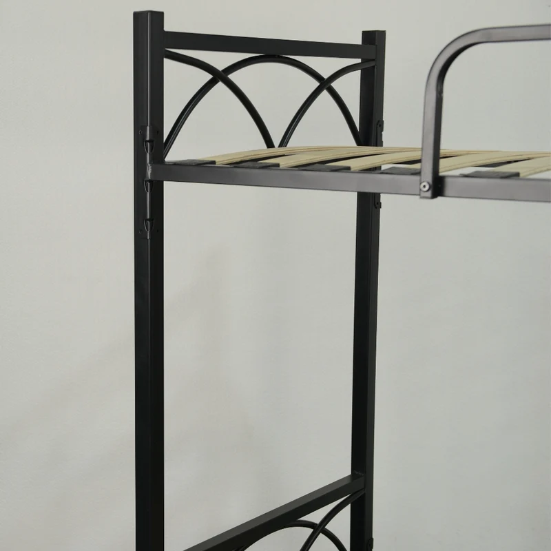 Letto a castello con reti incluse in metallo colore nero - Wind