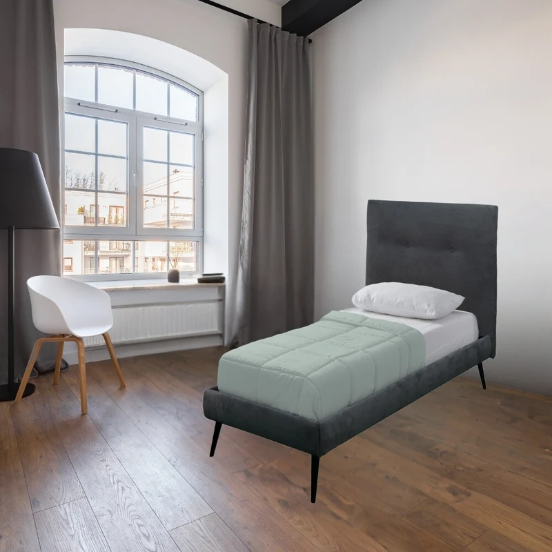 Letto singolo con rete inclusa tessuto ash colore grigio - Stiletto