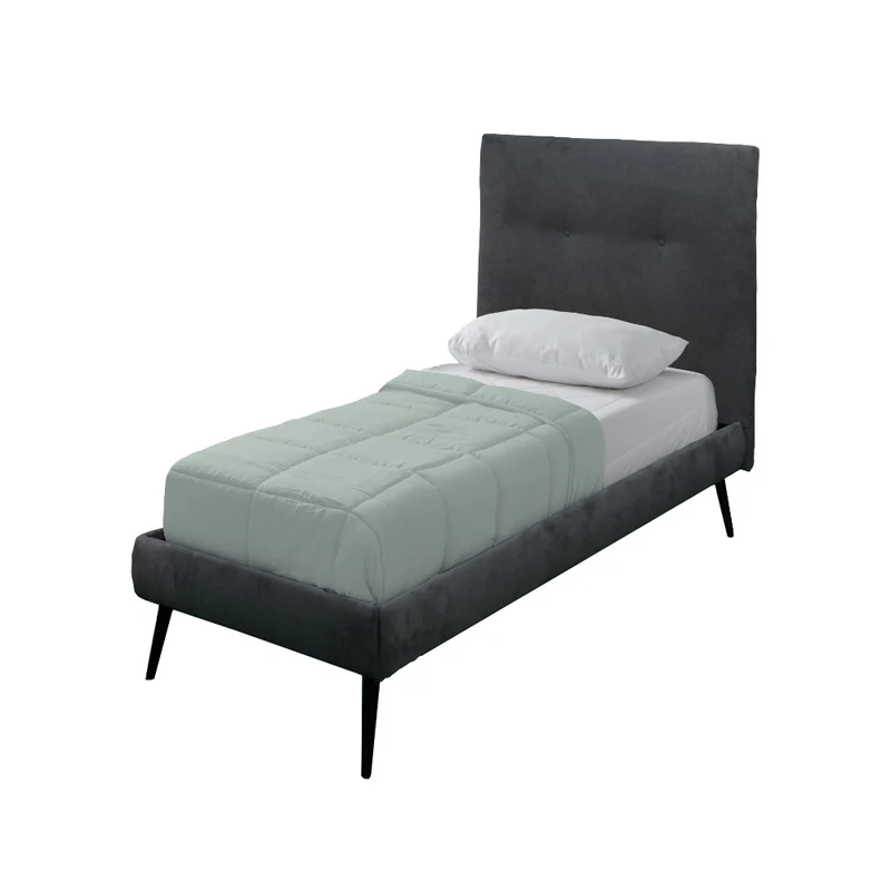 Letto singolo con rete inclusa tessuto ash colore grigio - Stiletto