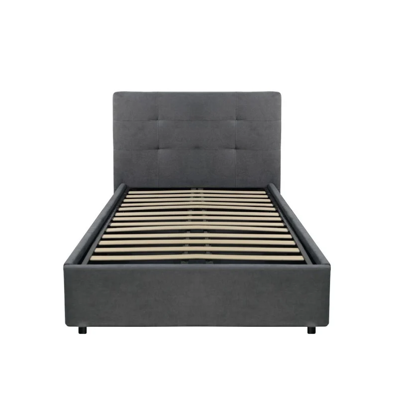 Letto singolo contenitore in tessuto colore grigio - Ascoli