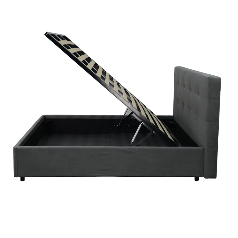 Letto singolo contenitore in tessuto colore grigio - Ascoli