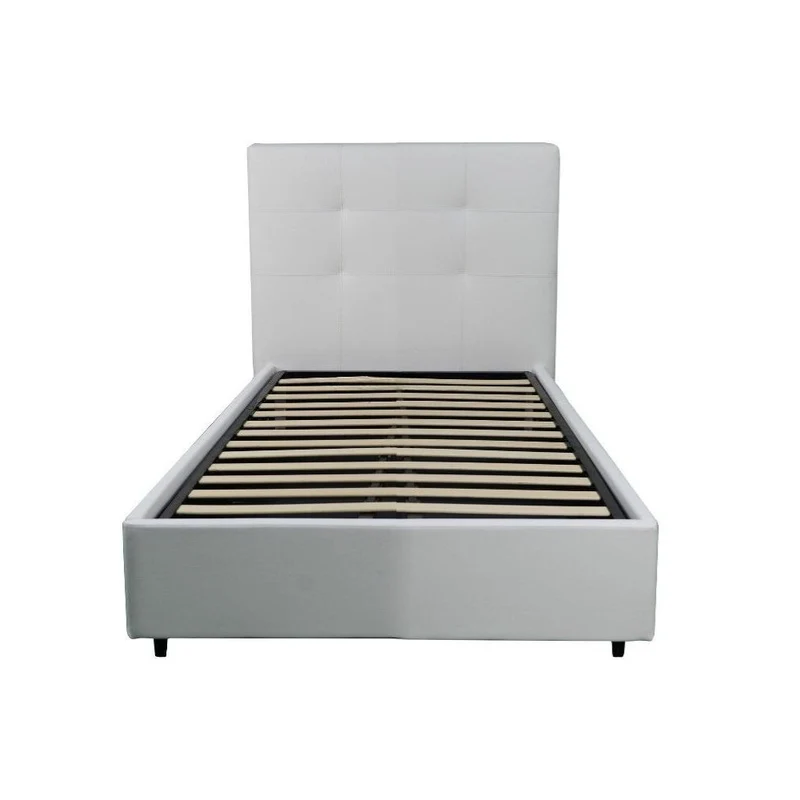 Letto singolo contenitore ecopelle colore bianco - Ascoli