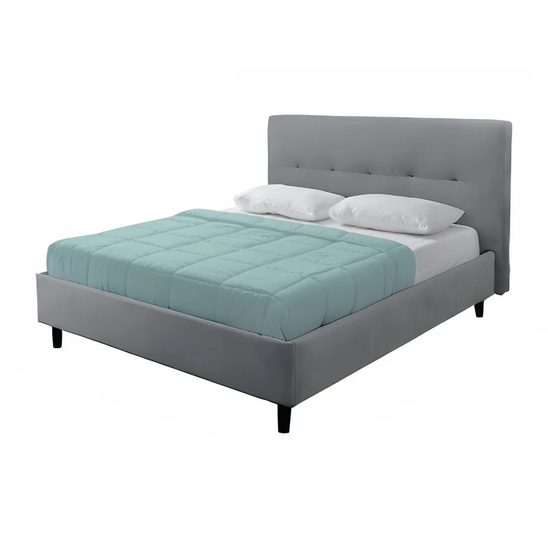 Letto matrimoniale con rete inclusa rivestimento tessuto grigio chiaro - Snello