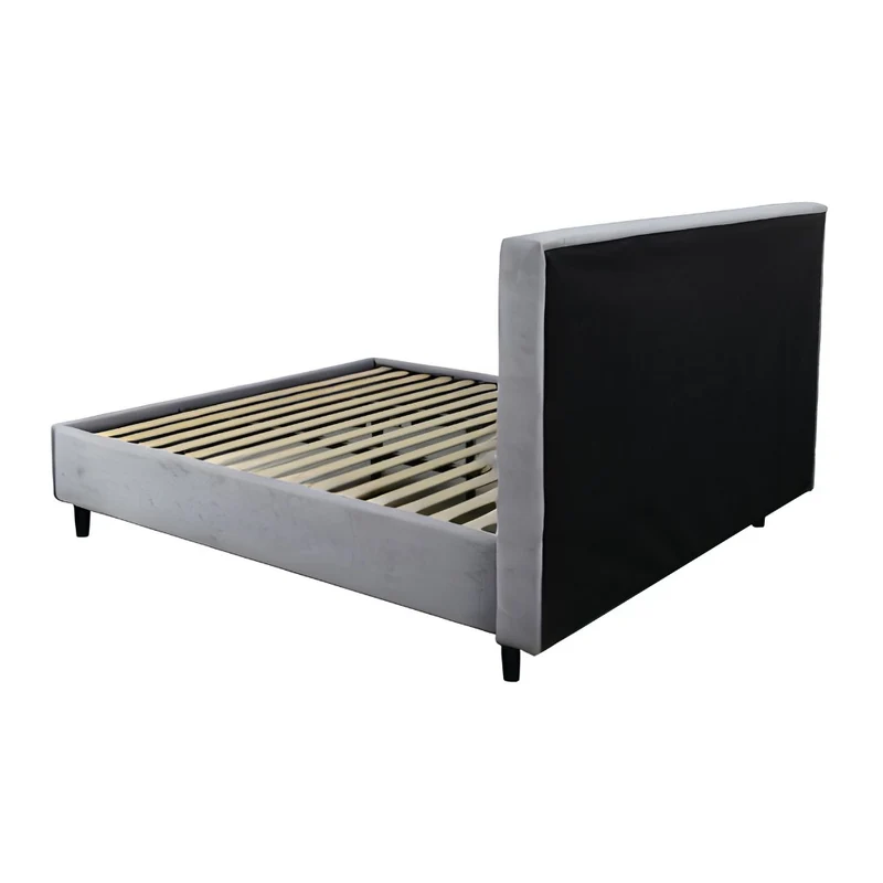 Letto matrimoniale con rete inclusa rivestimento tessuto grigio chiaro - Snello