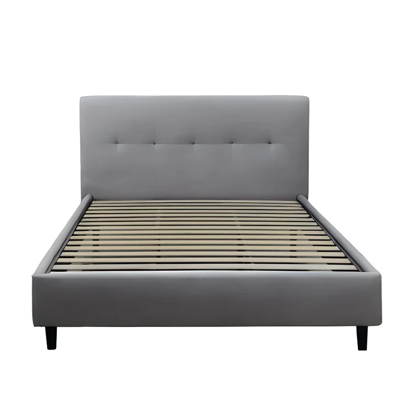 Letto matrimoniale con rete inclusa rivestimento tessuto grigio chiaro - Snello