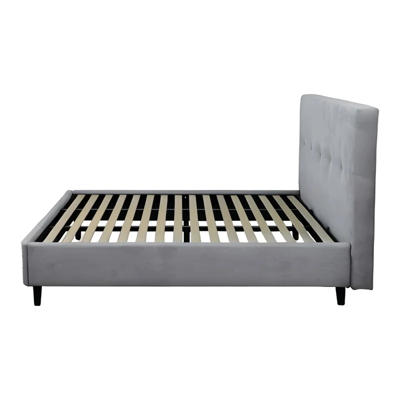 Letto matrimoniale con rete inclusa rivestimento tessuto grigio chiaro - Snello