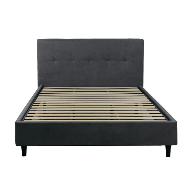 Letto matrimoniale con rete inclusa tessuto ash colore grigio - Snello