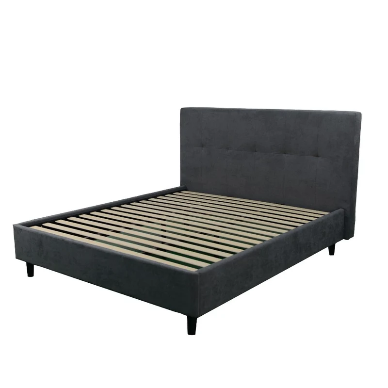 Letto matrimoniale con rete inclusa tessuto ash colore grigio - Snello