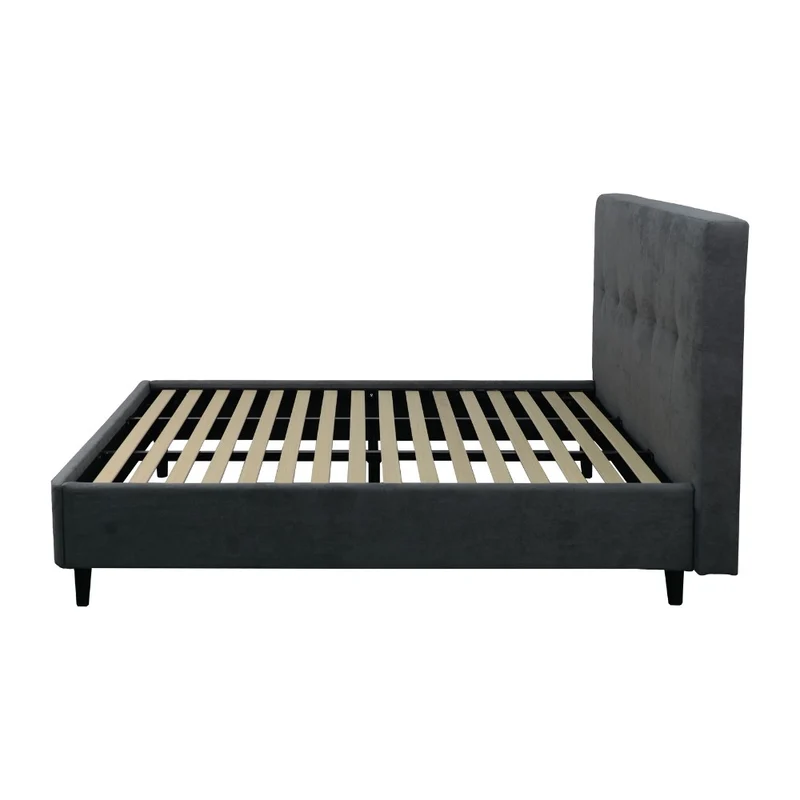 Letto matrimoniale con rete inclusa tessuto ash colore grigio - Snello