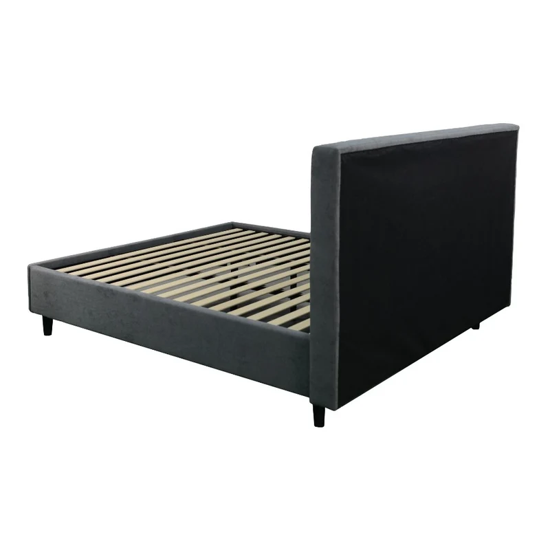Letto matrimoniale con rete inclusa tessuto ash colore grigio - Snello