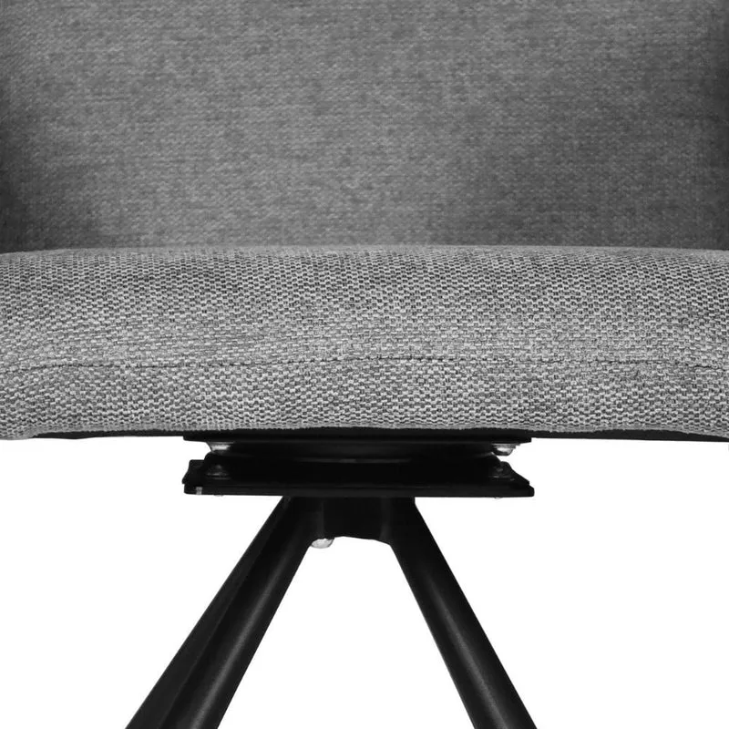 Set 2 Sedia con braccioli in tessuto grigio e gambe in metallo nero - Greta