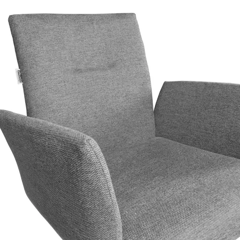 Set 2 Sedia con braccioli in tessuto grigio e gambe in metallo nero - Greta