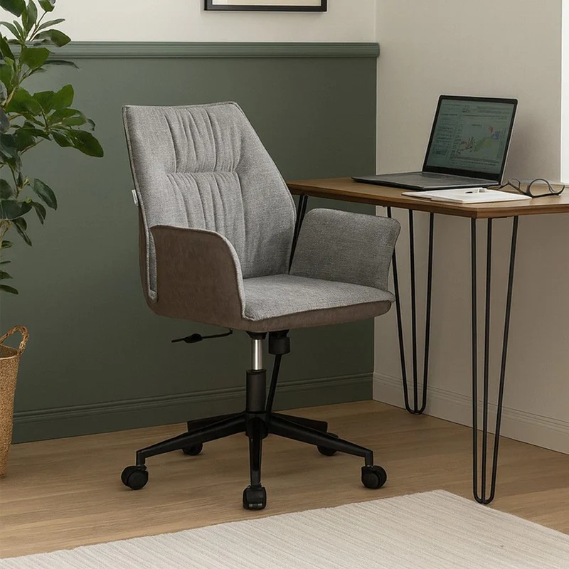 Poltrona girevole colore grigio e retro elephant con base nera - Citra
