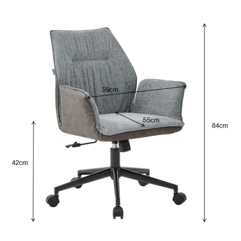 Poltrona girevole colore grigio e retro elephant con base nera - Citra