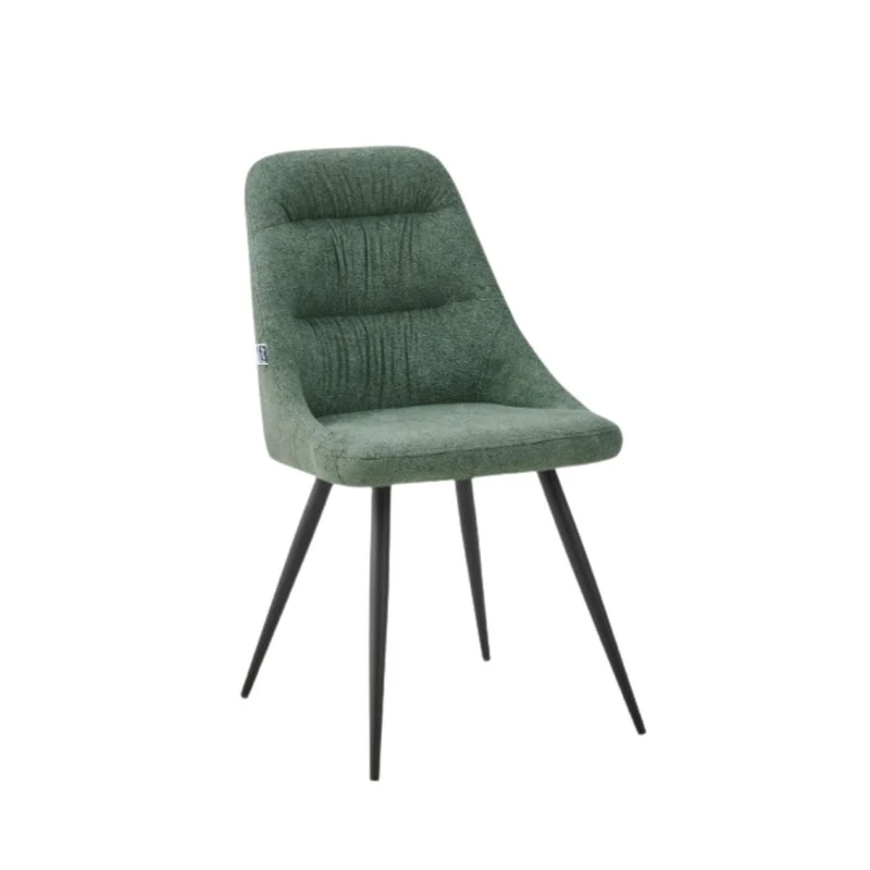Set 2 sedie imbottite tessuto colore verde e gambe in metallo nero - Cascade