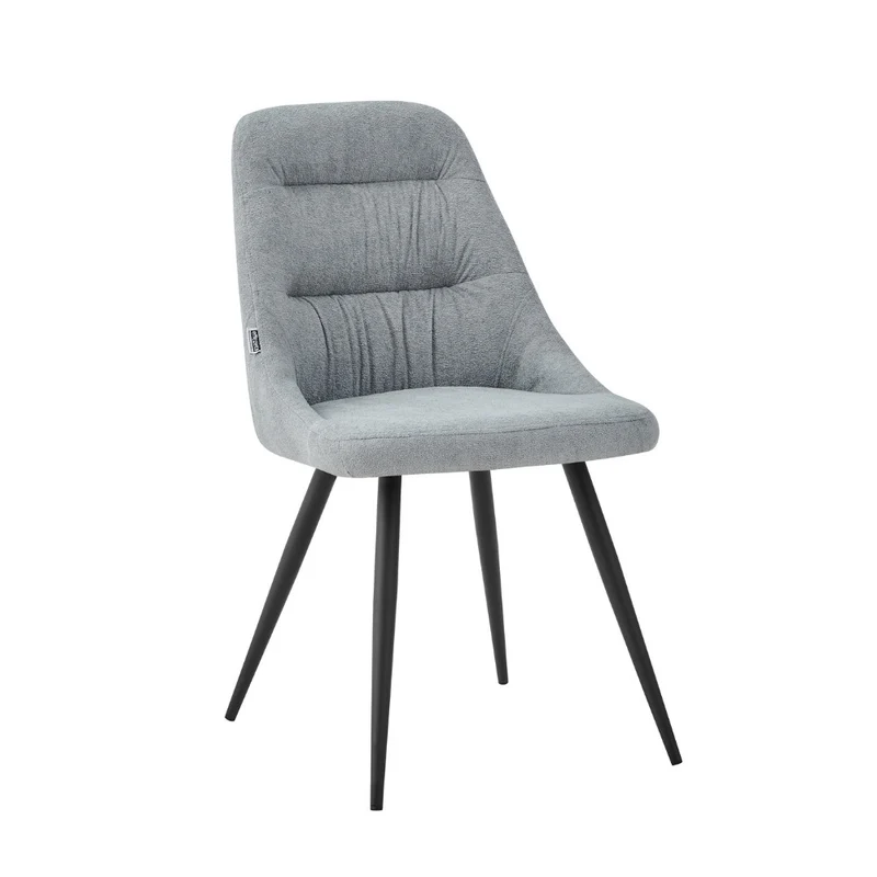 Set 2 Sedie imbottite tessuto colore grigio chiaro e gambe in metallo nero - Cascade