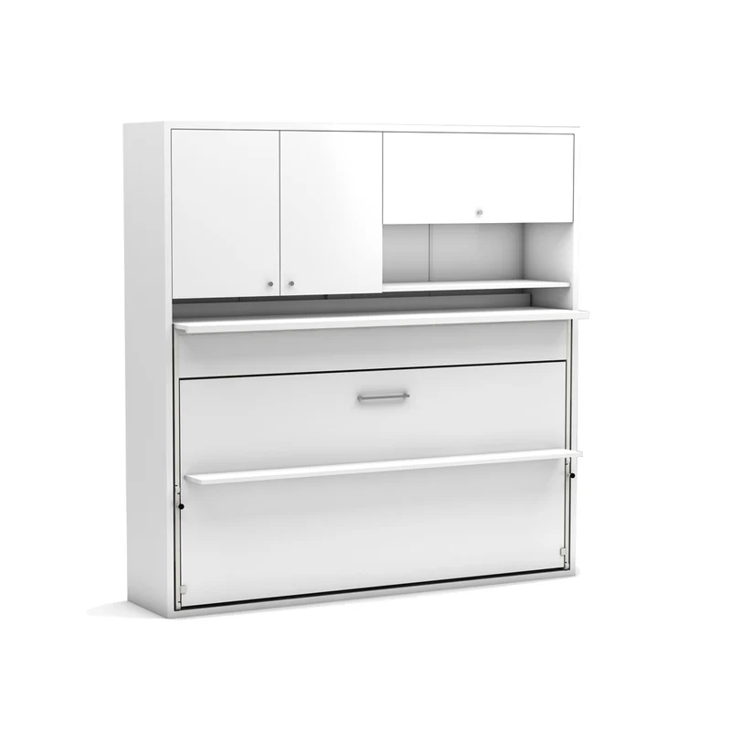 Letto a scomparsa singolo con scrivania estraibile colore bianco 207 cm - Nitro