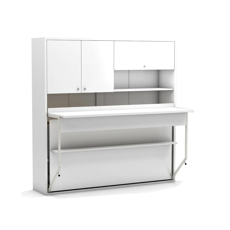 Letto a scomparsa singolo con scrivania estraibile colore bianco 207 cm - Nitro