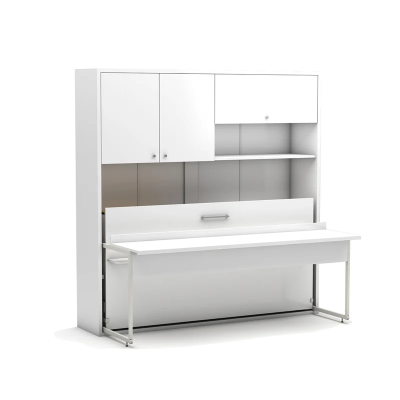 Letto a scomparsa singolo con scrivania estraibile colore bianco 207 cm - Nitro