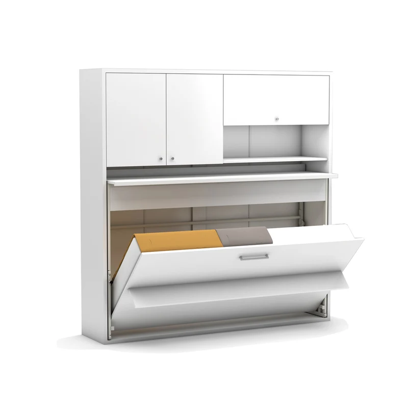 Letto a scomparsa singolo con scrivania estraibile colore bianco 207 cm - Nitro