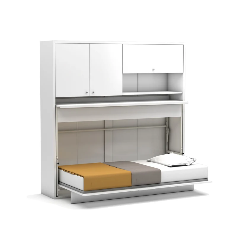 Letto a scomparsa singolo con scrivania estraibile colore bianco 207 cm - Nitro