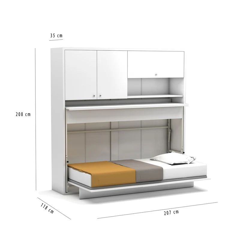 Letto a scomparsa singolo con scrivania estraibile colore bianco 207 cm - Nitro