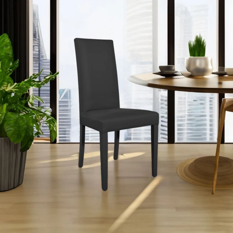 Set 2 sedie in ecopelle moderna colore nero - Nancy