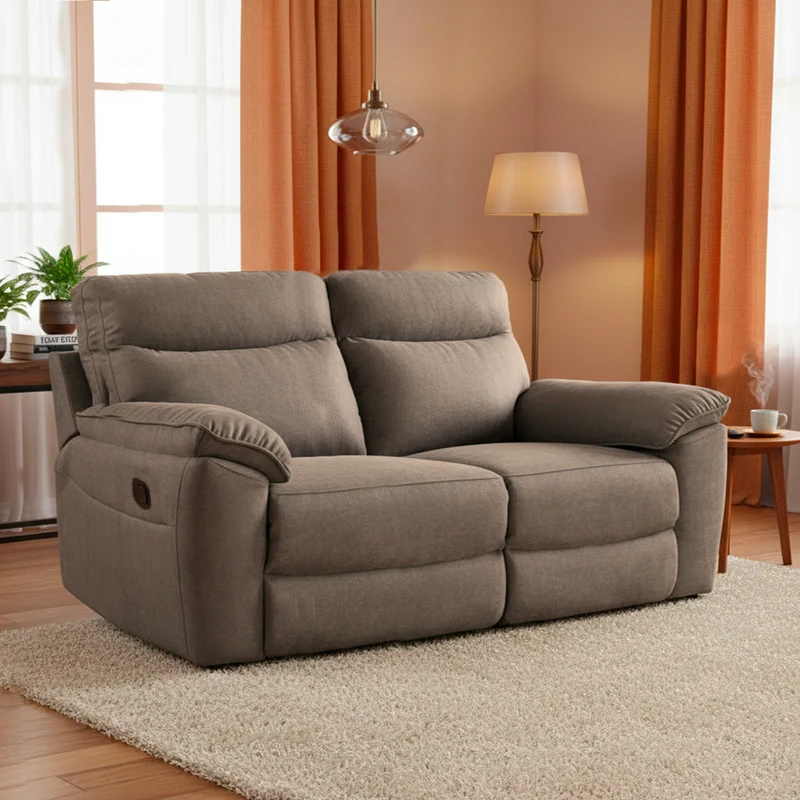 Divano 3 posti recliner elettrico tessuto barrel21 tortora Boston 200x100x102H