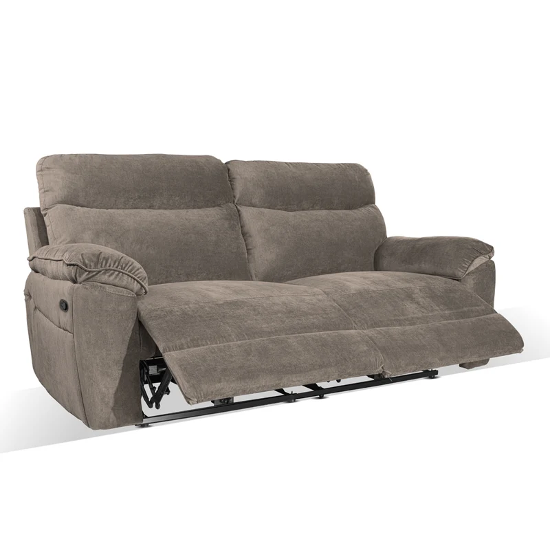 Divano 3 posti recliner elettrico tessuto barrel21 tortora Boston 200x100x102H