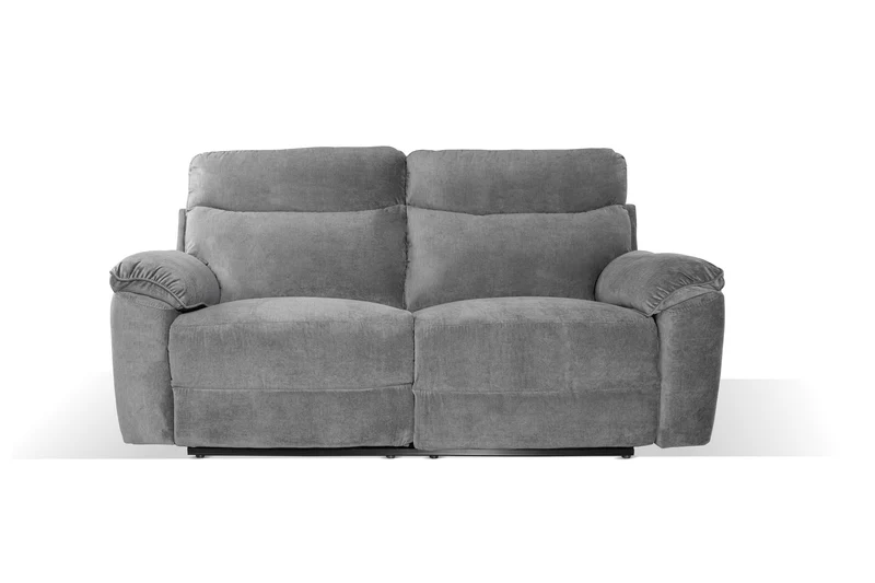 Divano 3 posti con recliner manuale tessuto grigio barrel - Boston