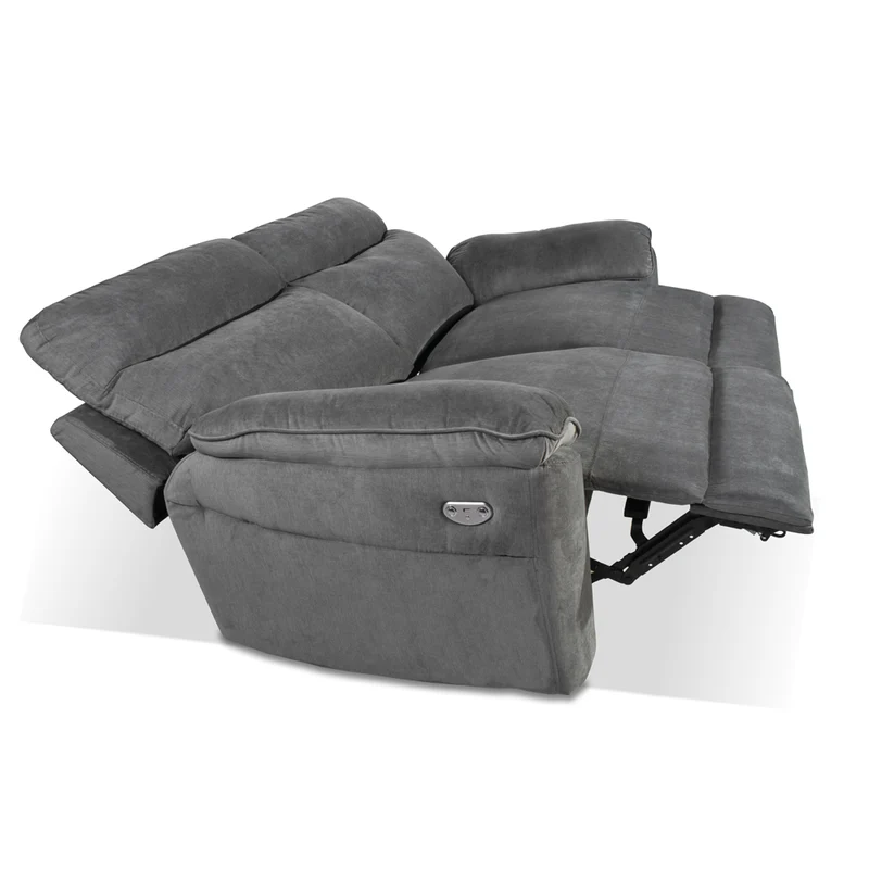Divano 3 posti con recliner elettrico in tessuto grigio - Boston