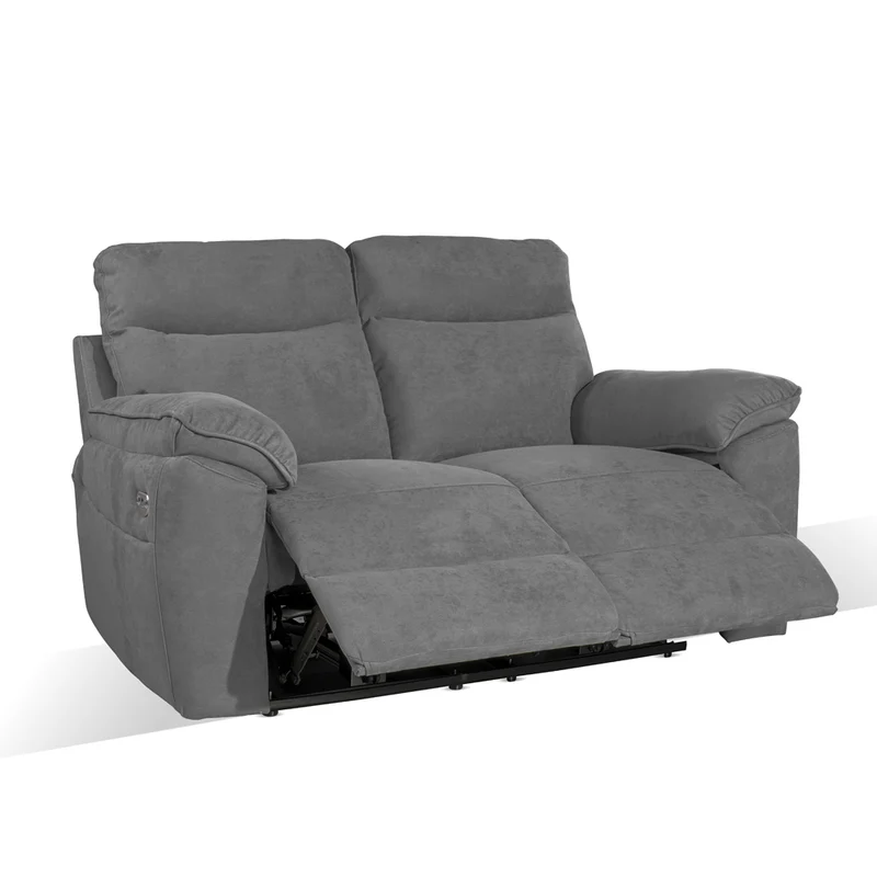 Divano 2 posti con recliner elettrico tessuto grigio - Boston