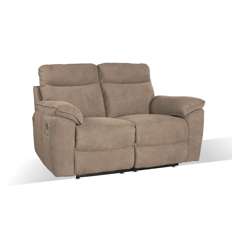 Divano 2 posti con recliner elettrico tessuto cappuccino 160x102H cm - Yuston