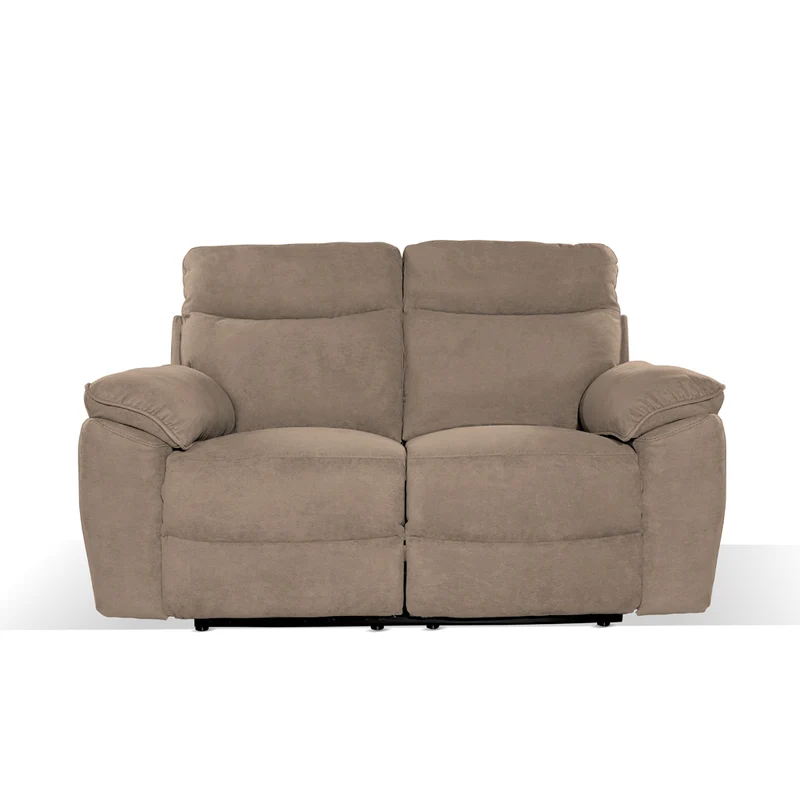 Divano 2 posti con recliner elettrico tessuto cappuccino 160x102H cm - Yuston